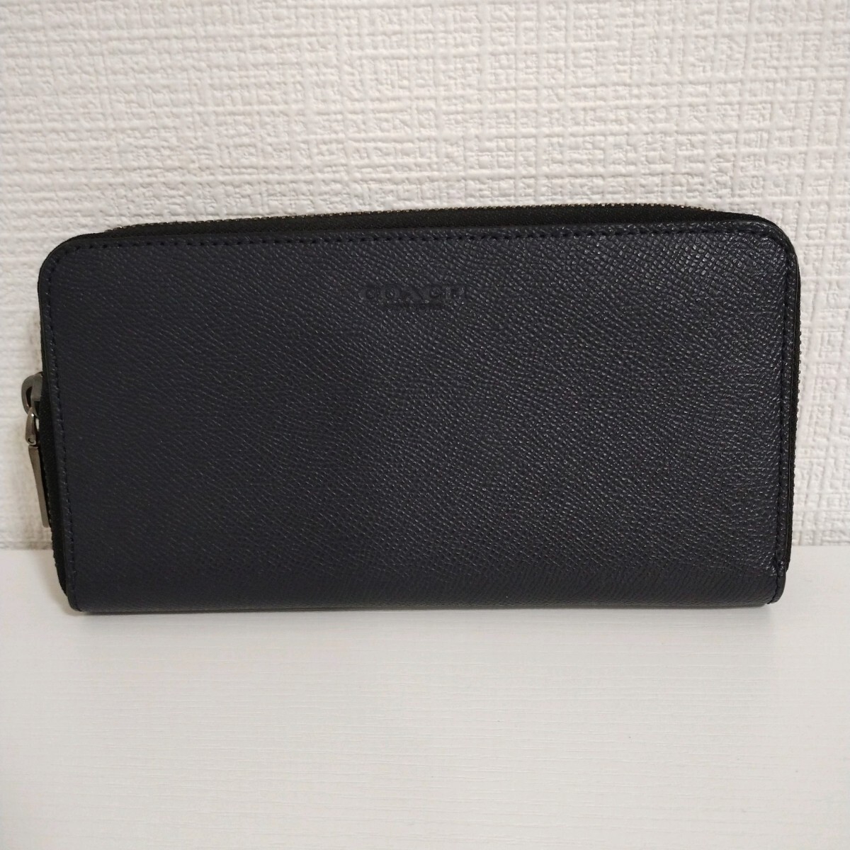 COACH 長財布 ラウンドファスナー ロングウォレット レザー ネイビー 小銭入れあり コーチ 財布 送料無料 メンズ