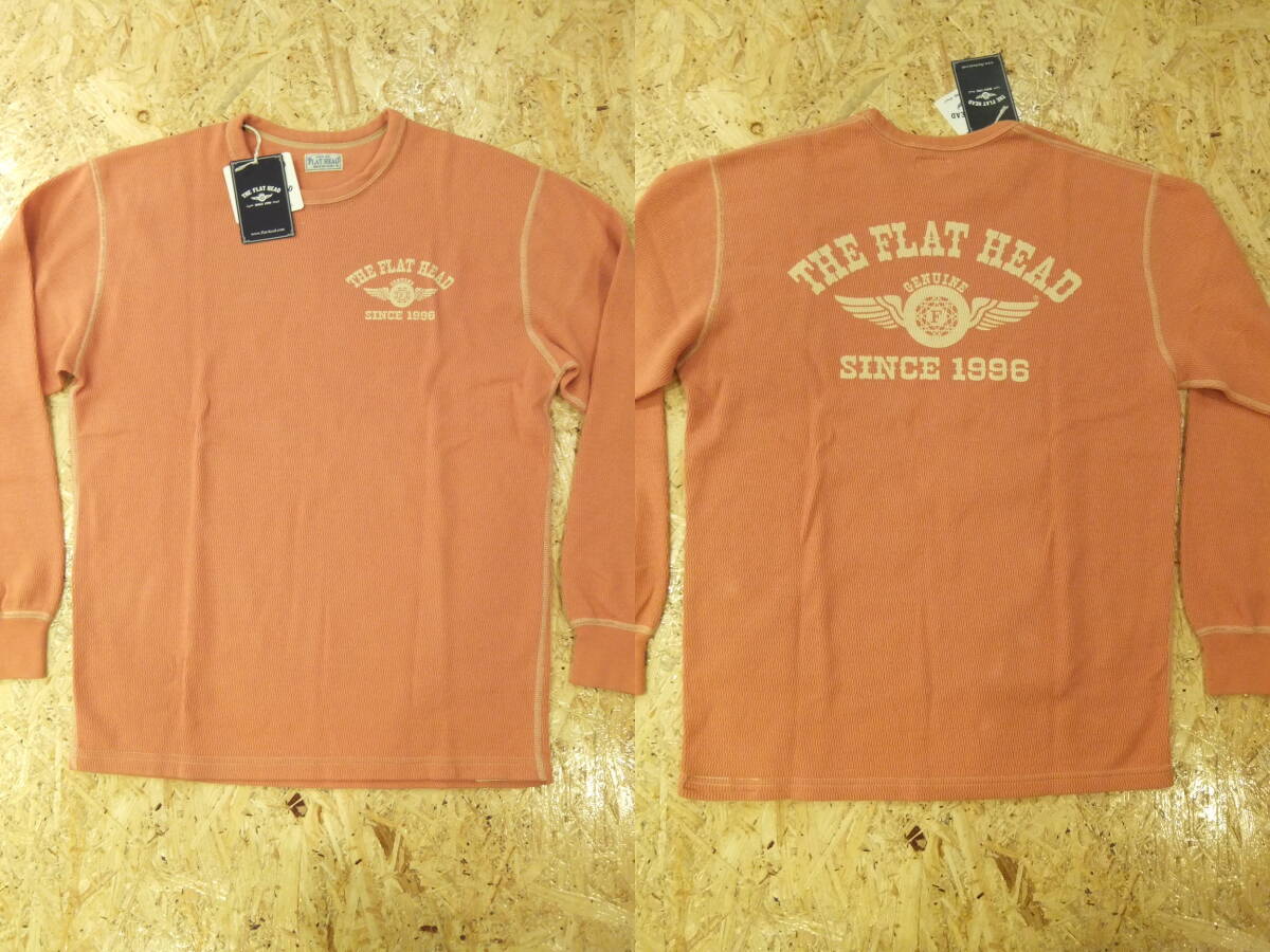  Flat Head стандартный магазин FN-THL-203 каждый год стандартный!! толстый термический ткань = вафля ткань. футболка с длинным рукавом [ свет orange ][44] новый товар . бесплатная доставка .!!