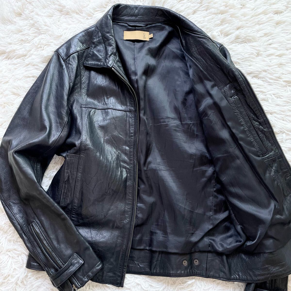 美品 Lサイズ Calvin Klein シングルライダース ゴートレザー 美品 Lサイズ Calvin Klein シングルライダース ゴートレザー