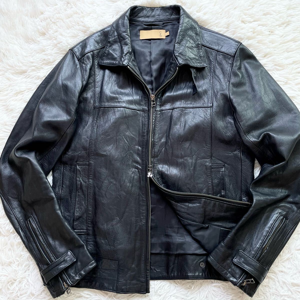 美品 Lサイズ Calvin Klein シングルライダース ゴートレザー 美品 Lサイズ Calvin Klein シングルライダース ゴートレザー