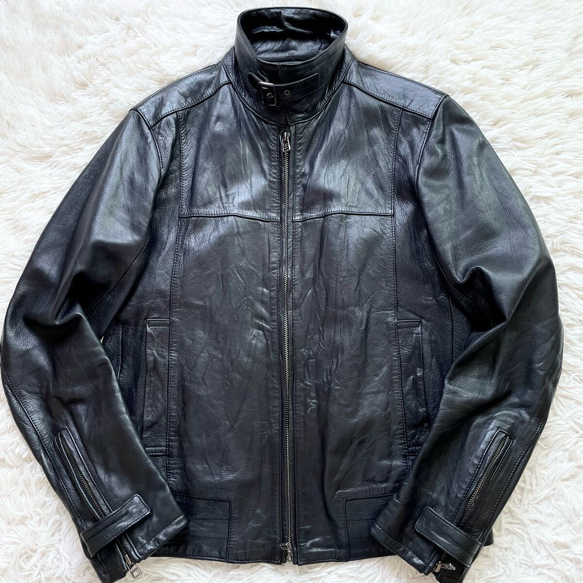 美品 Lサイズ Calvin Klein シングルライダース ゴートレザー 美品 Lサイズ Calvin Klein シングルライダース ゴートレザー