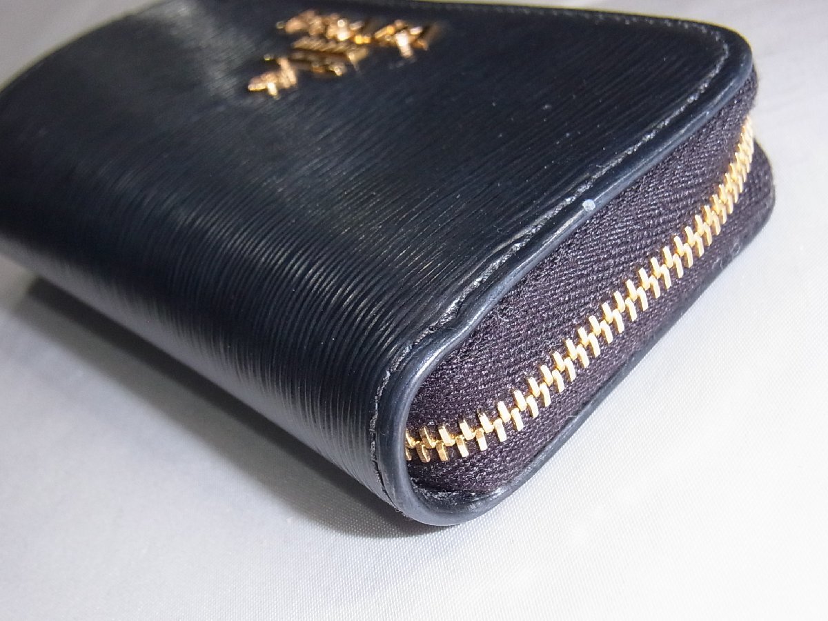 プラダ PRADA キーケース 小物入れ 1PP026 レザー ブラック NERO 中古美品_画像4
