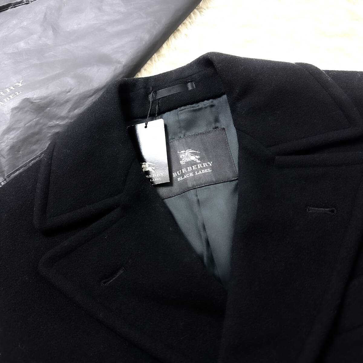 極美品カシミヤBURBERRY BLACK LABELナポレオンコートL~M