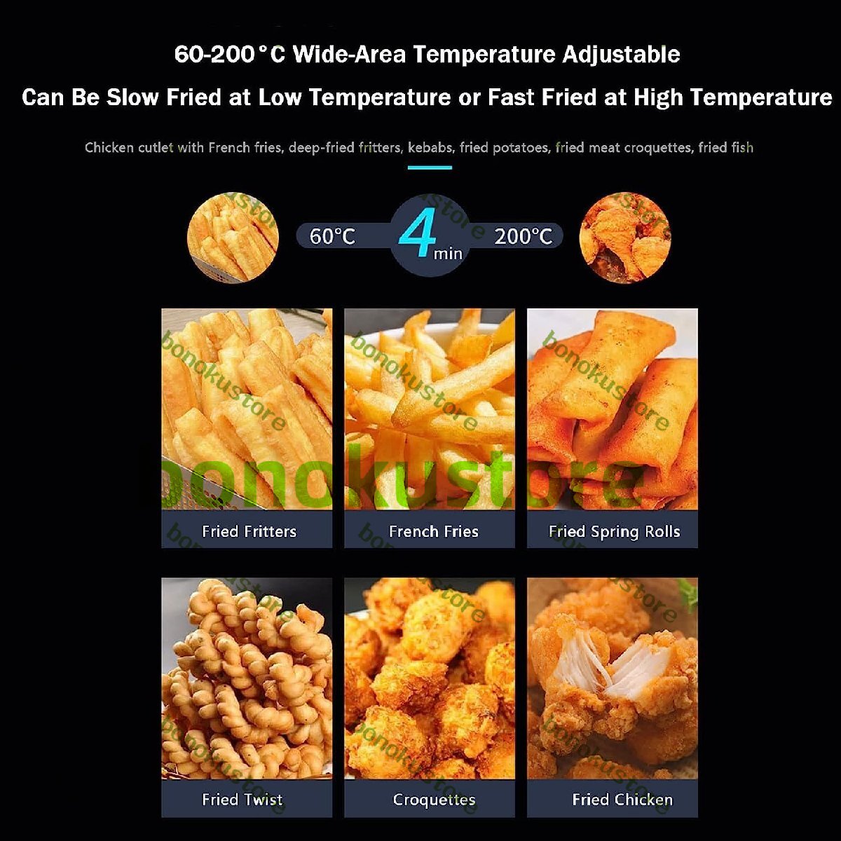 電気式ディープ ファット フライヤー 60～200°C 溫度調(diào)節(jié)可能なステンレス フライヤー バスケット付きチップパン (12l)