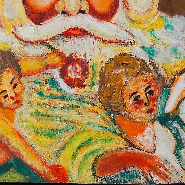 絵画 【模写】作者不明 冬の夢 福沢一郎 手描き 表サイン 裏