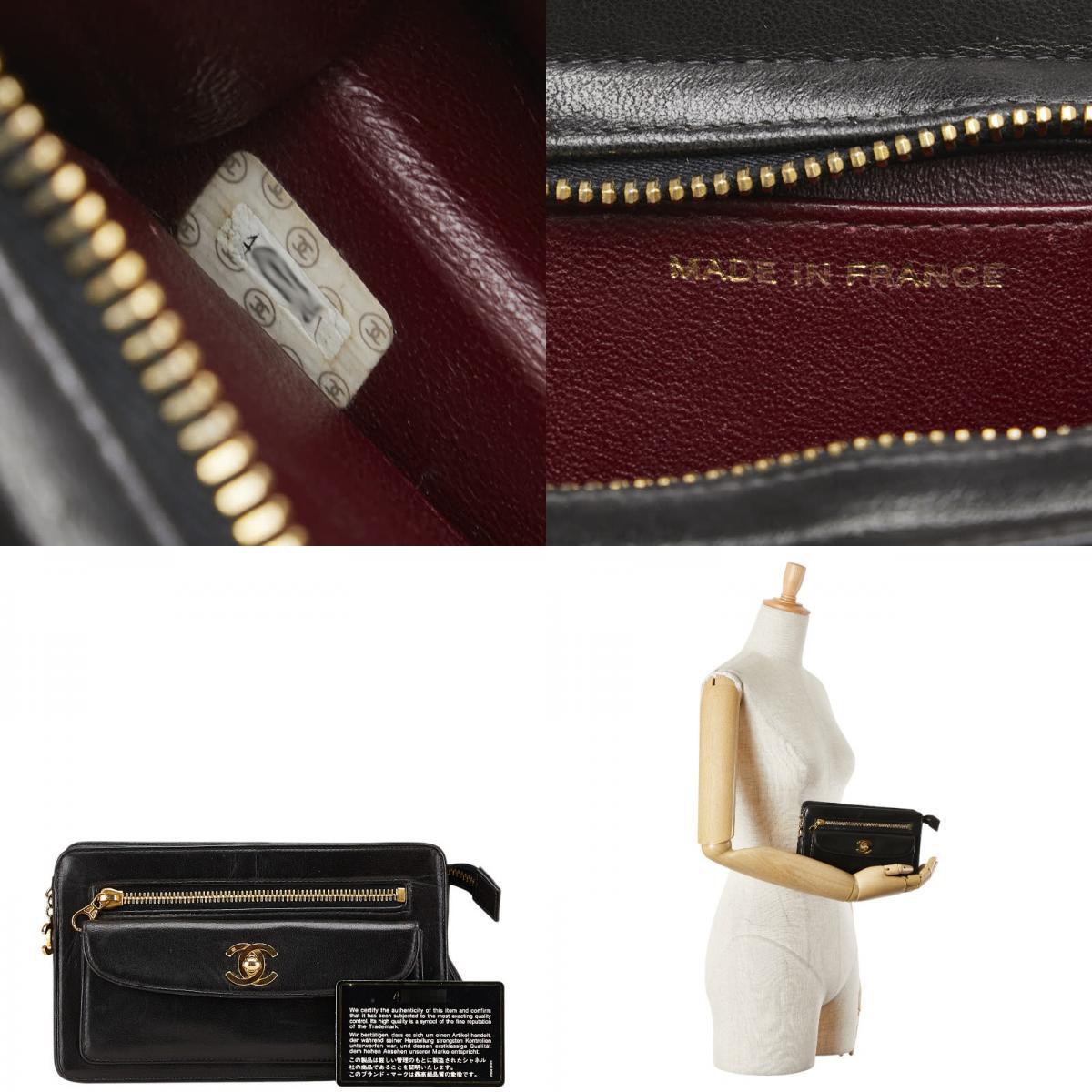 シャネル ココマーク クラッチバッグ ブラック ラムスキン レディース CHANEL 【中古】