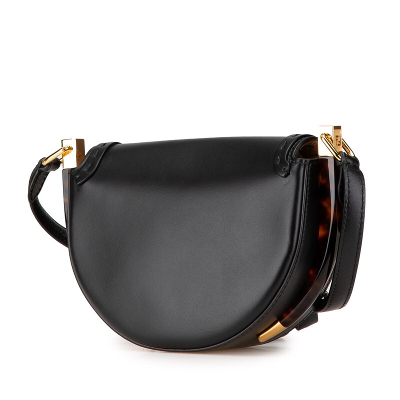 フェンディ ムーンライト ショルダーバッグ 8BT346 ブラック ブラウン レザー レディース FENDI 【中古】
