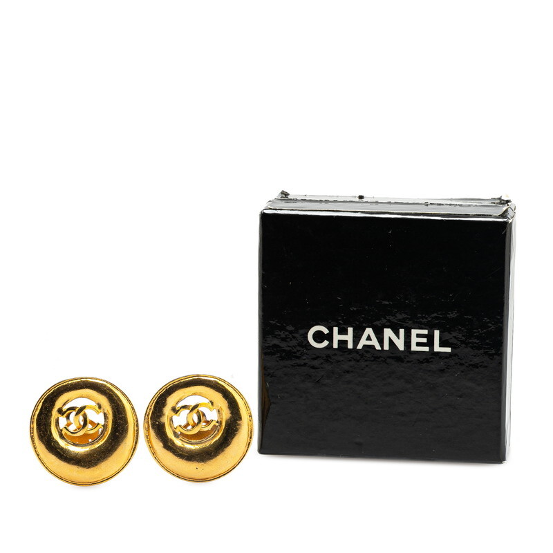 シャネル ヴィンテージ ココマーク ラウンド イヤリング ゴールド メッキ レディース CHANEL 【中古】