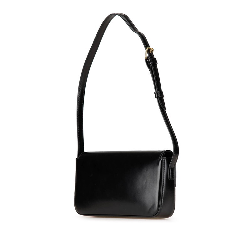 セリーヌ トリオンフ ハンドバッグ ショルダーバッグ 19414 ブラック シャイニーカーフスキン レディース CELINE 【中古】