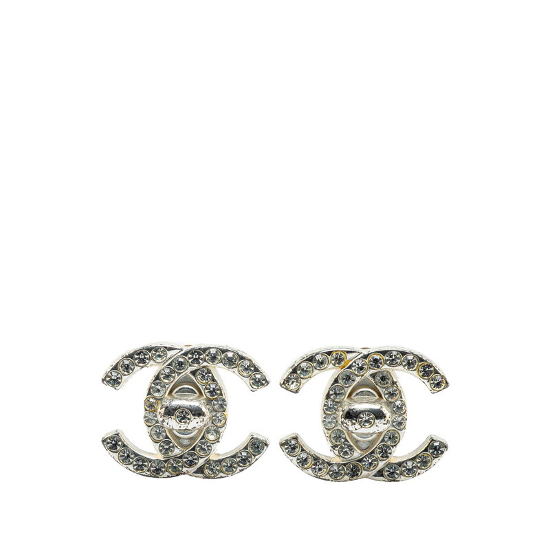 シャネル ヴィンテージ ココマーク ターンロック イヤリング シルバー メタル ラインストーン レディース CHANEL 【中古】