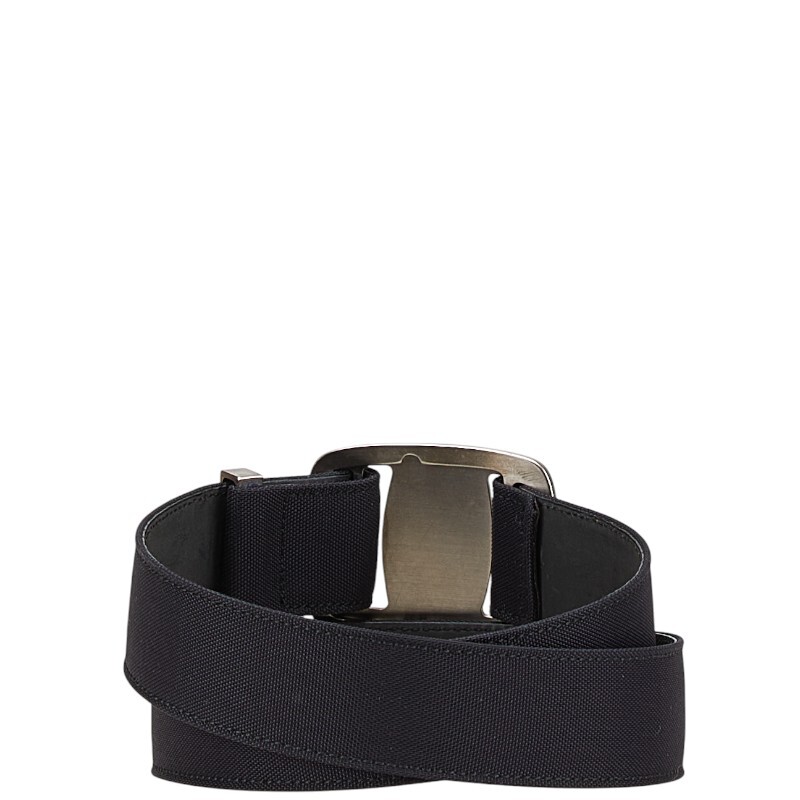  Salvatore Ferragamo vala пряжка ремень размер :S черный серебряный кожа нейлон Salvatore Ferragamo [ б/у ]