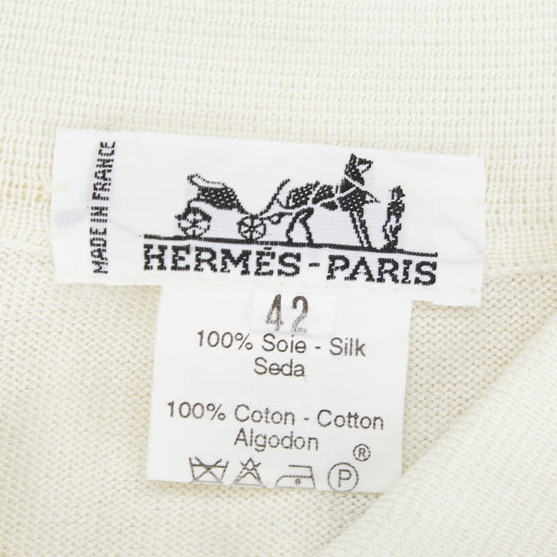 エルメス アニマル柄 シャツ 半袖 サイズ：42 ホワイト マルチカラー シルク コットン レディース HERMES 【中古】