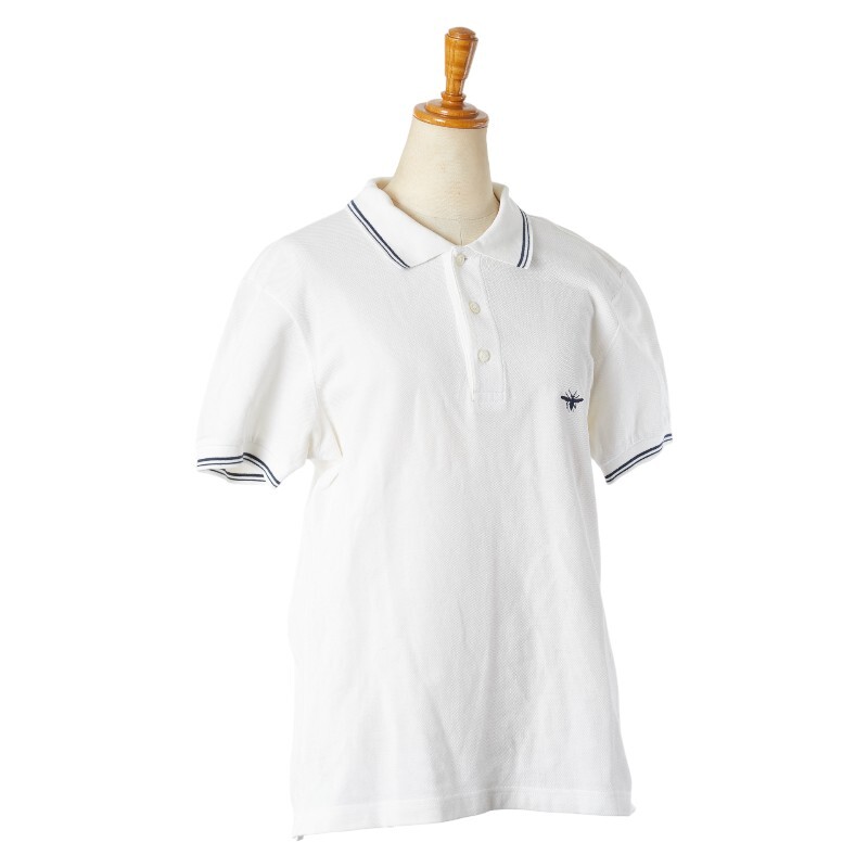 ディオール ディオールオム BEE 蜂刺繍 ポロシャツ サイズ：46 ホワイト ネイビー コットン メンズ Dior 【中古】