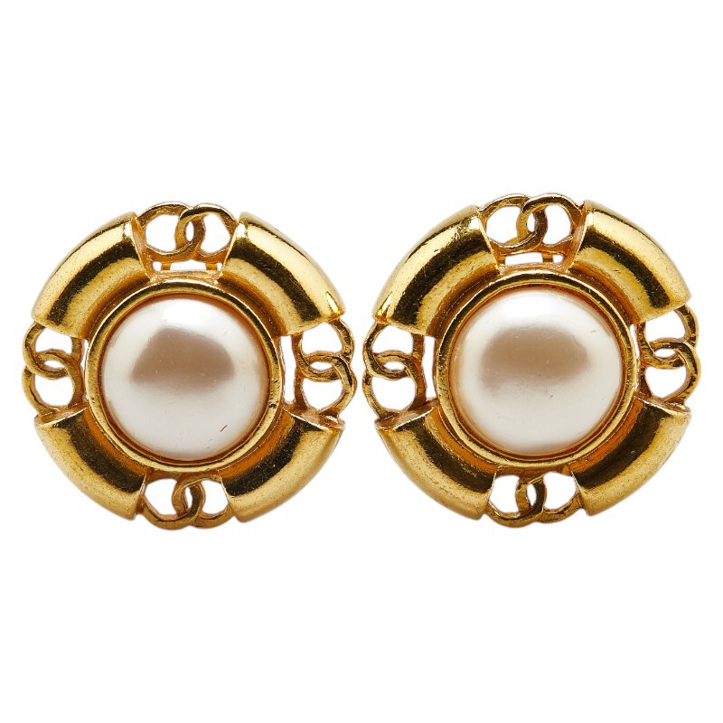 シャネル ヴィンテージ イヤリング ゴールド メッキ フェイクパール レディース CHANEL 【中古】