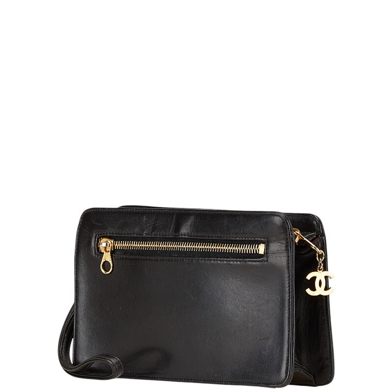 シャネル ココマーク クラッチバッグ ブラック ラムスキン レディース CHANEL 【中古】