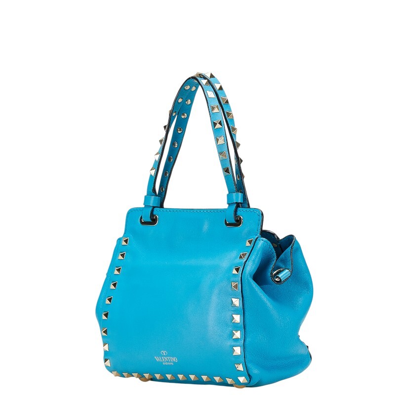 ヴァレンティノ ガラヴァーニ ロックスタッズ ミニ ショルダーバッグ ハンドバッグ 2WAY ブルー レザー レディース VALENTINO 【中古】_画像2