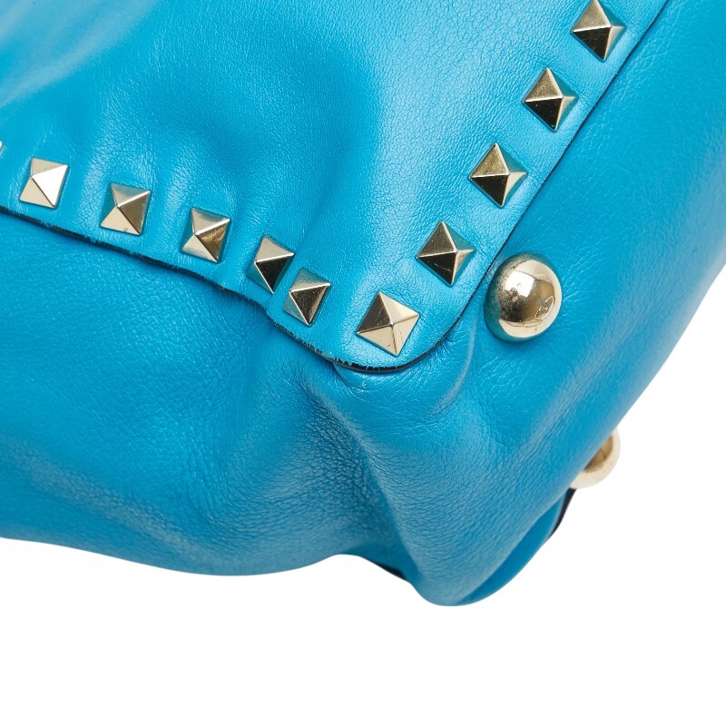 ヴァレンティノ ガラヴァーニ ロックスタッズ ミニ ショルダーバッグ ハンドバッグ 2WAY ブルー レザー レディース VALENTINO 【中古】_画像4