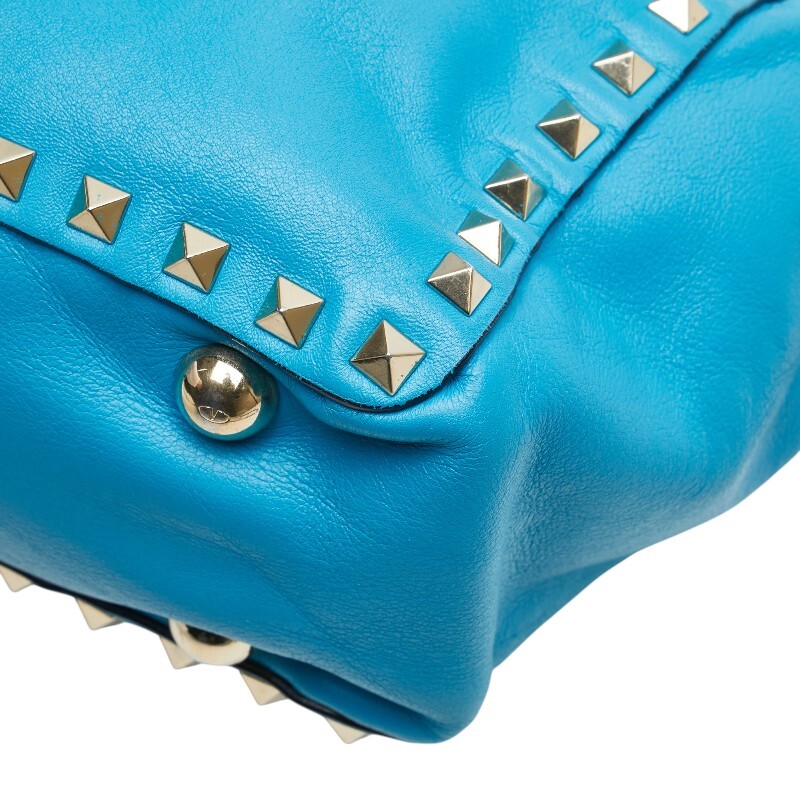 ヴァレンティノ ガラヴァーニ ロックスタッズ ミニ ショルダーバッグ ハンドバッグ 2WAY ブルー レザー レディース VALENTINO 【中古】_画像5