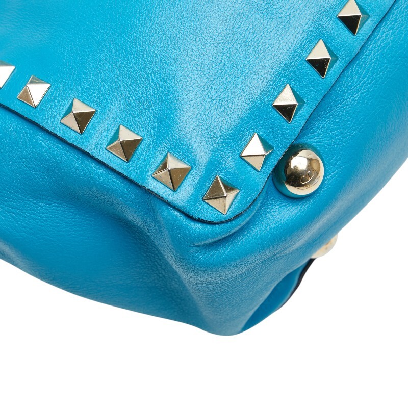 ヴァレンティノ ガラヴァーニ ロックスタッズ ミニ ショルダーバッグ ハンドバッグ 2WAY ブルー レザー レディース VALENTINO 【中古】_画像6