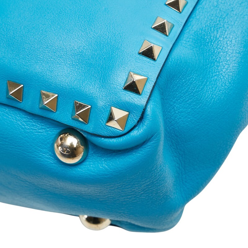 ヴァレンティノ ガラヴァーニ ロックスタッズ ミニ ショルダーバッグ ハンドバッグ 2WAY ブルー レザー レディース VALENTINO 【中古】_画像7