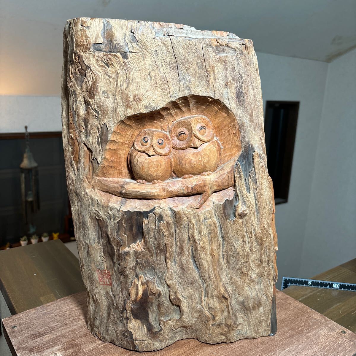 屋久杉木工 フクロウ ふくろう 縁起物 オブジェ 縁起物 木彫り 屋久杉木工 フクロウ ふくろう 縁起物 オブジェ 縁起物 木彫り