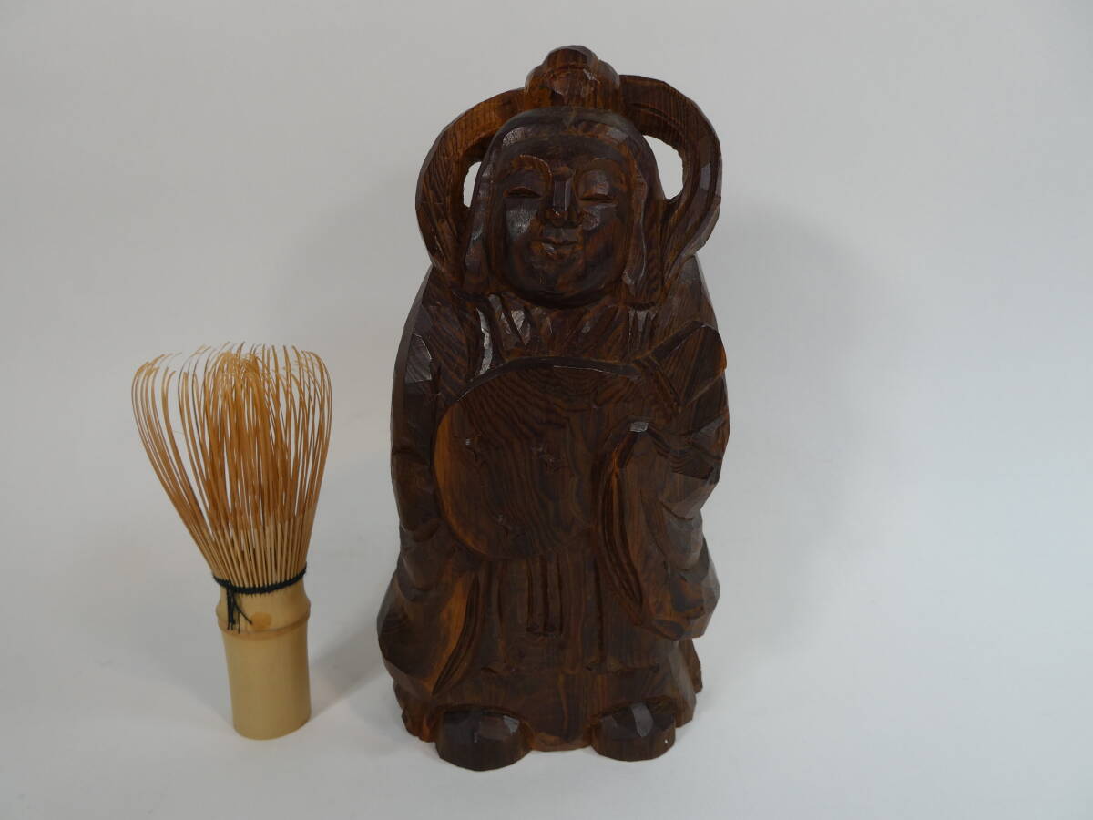 木彫 弁財天様 高さ18.6cm 辨財天 堅木 一刀彫 仏像 インテリア 木彫 弁財天様 高さ18.6cm 辨財天 堅木 一刀彫 仏像 インテリア