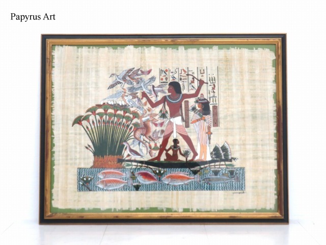 一点もの】パピルス画 手描き エジプト 海外インテリア 絵画