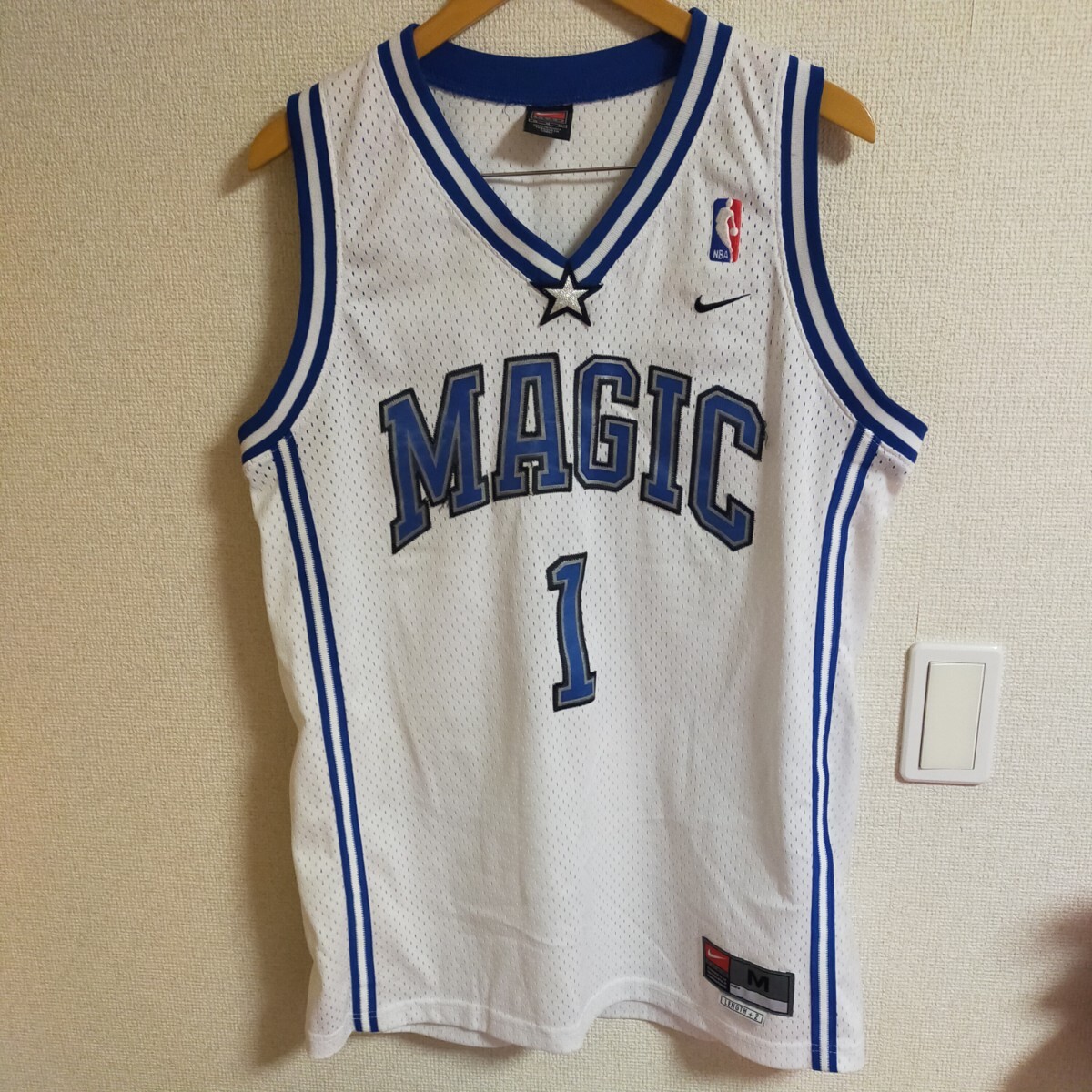 NIKE ナイキ NBA MAGIC McGRADY #1 マグレディ オーランド・マジック ユニフォーム ゲームシャツ 刺繍 ジャージ タンクトップ M ホワイト