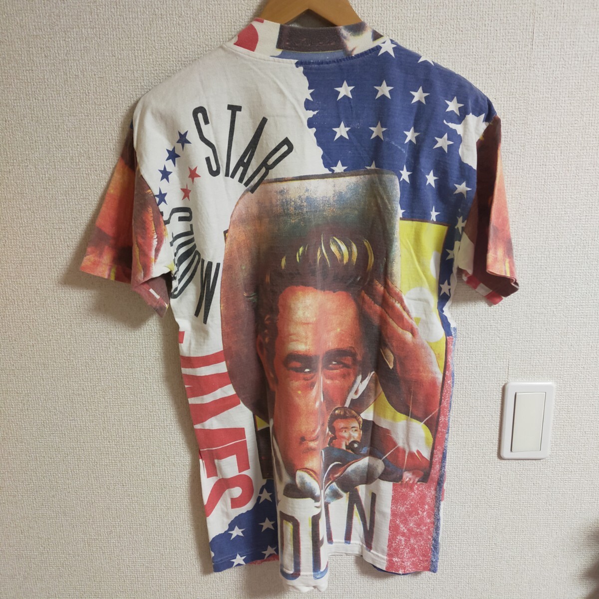 90s James Dean ジェームスディーン 総柄プリント 半袖Tシャツ ヴィンテージ OLD M～L相当 マルチカラー