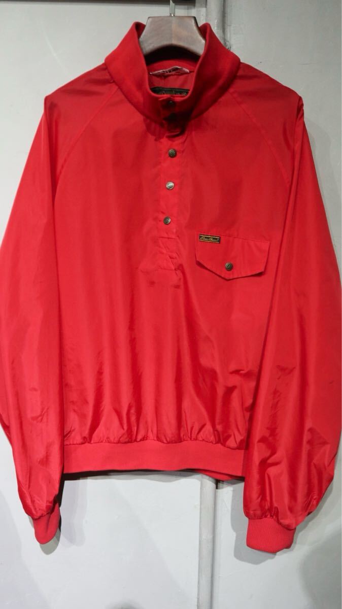 【即決】80s eddie bauer エディーバウアー アノラック プルオーバー ナイロンジャケット レッド 赤 オールドアウトドア 古著 M