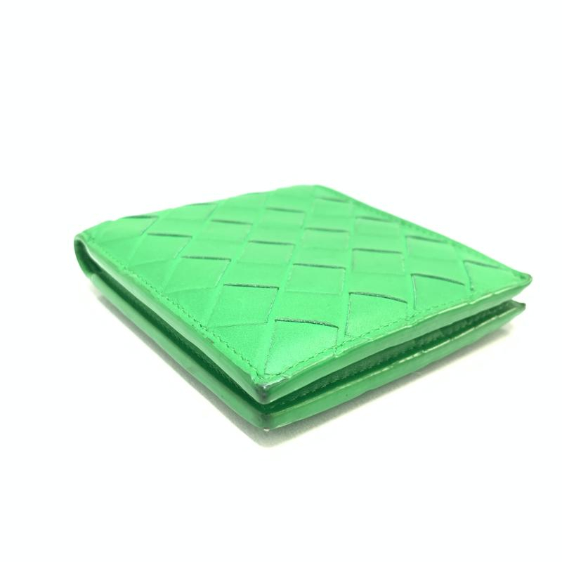 【中古】BOTTEGA VENETA 二つ折りウェレット　グリーン ボッテガヴェネタ[240092298962]