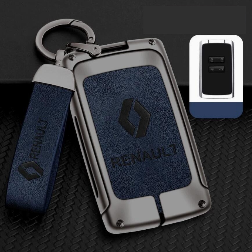 ルノー RENAULT キーケース キーホルダー付き 高級 スマートキーカバーTPU 車 傷のつきにくい 防水 防塵 B番 深錆色/ブルー