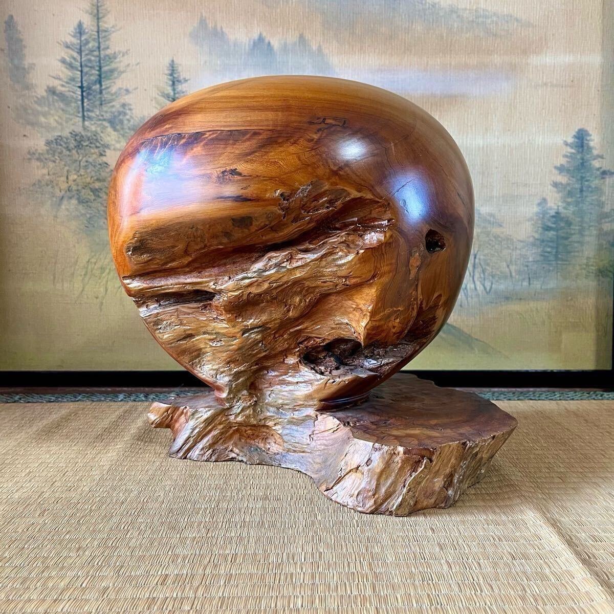 希少 蓮根 台付き】屋久杉 壺 花瓶 置物 彫刻 オブジェ 工芸品 希少 蓮根 台付き】屋久杉 壺 花瓶 置物 彫刻 オブジェ 工芸品