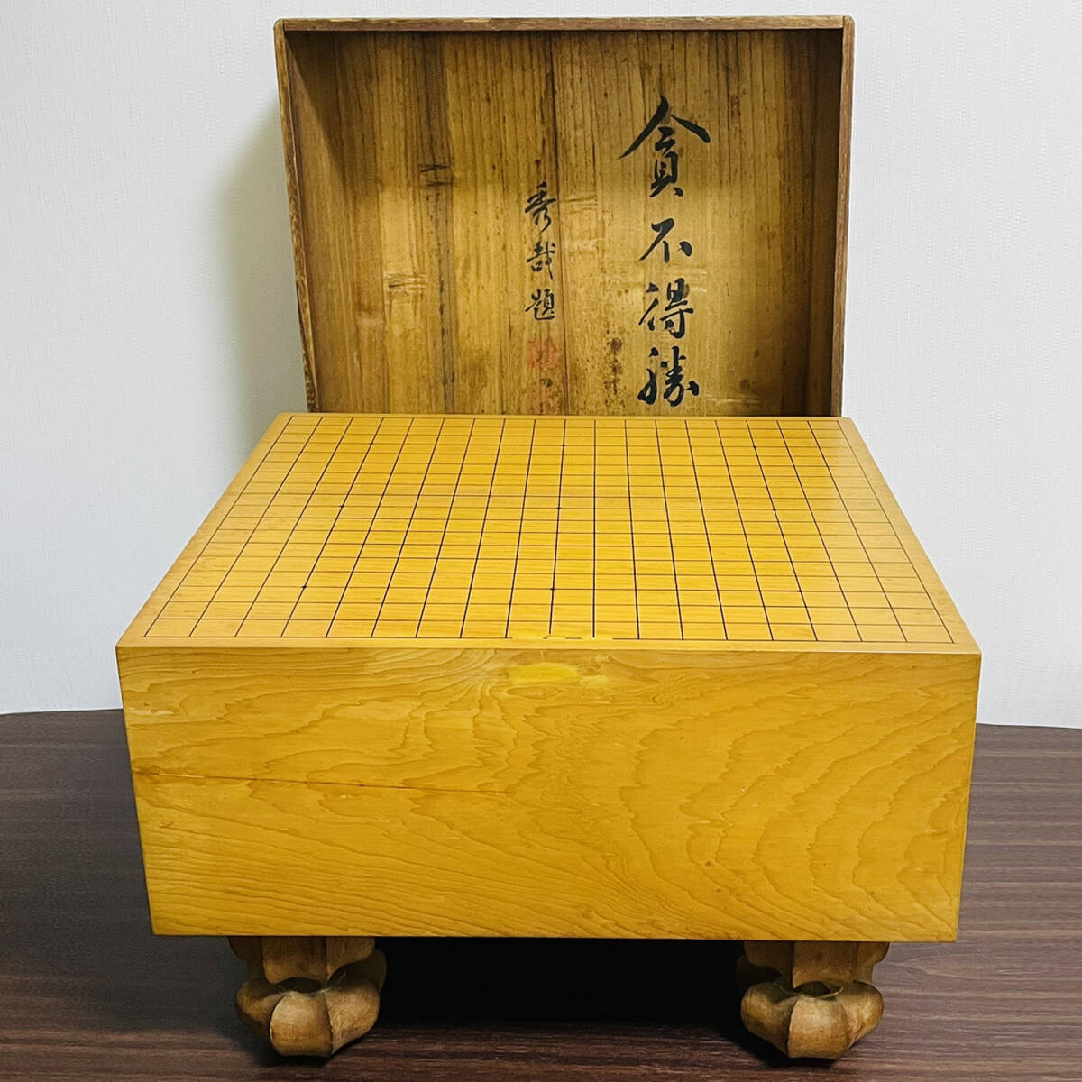 推定 本榧一枚板】高級囲碁盤 脚付き/銘入り/木箱付き/本因坊 推定 本榧一枚板】高級囲碁盤 脚付き/銘入り/木箱付き/本因坊