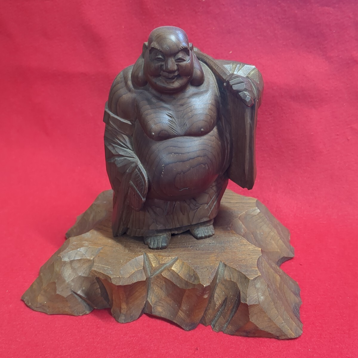 一位一刀彫 一心 銘 彫刻 布袋様 縁起物 置物 布袋(仏像)|売買 一位一刀彫 一心 銘 彫刻 布袋様 縁起物 置物 布袋(仏像)|売買