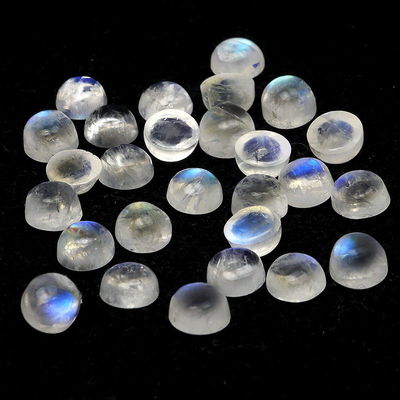 インド産 レインボームーンストーン コイン カボション 5mm【4コ販売】 / 84-4 RM5CO-X_画像2