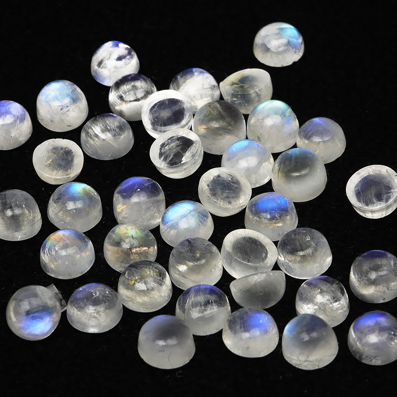 インド産 レインボームーンストーン コイン カボション 5mm【4コ販売】 / 84-4 RM5CO-X_画像3