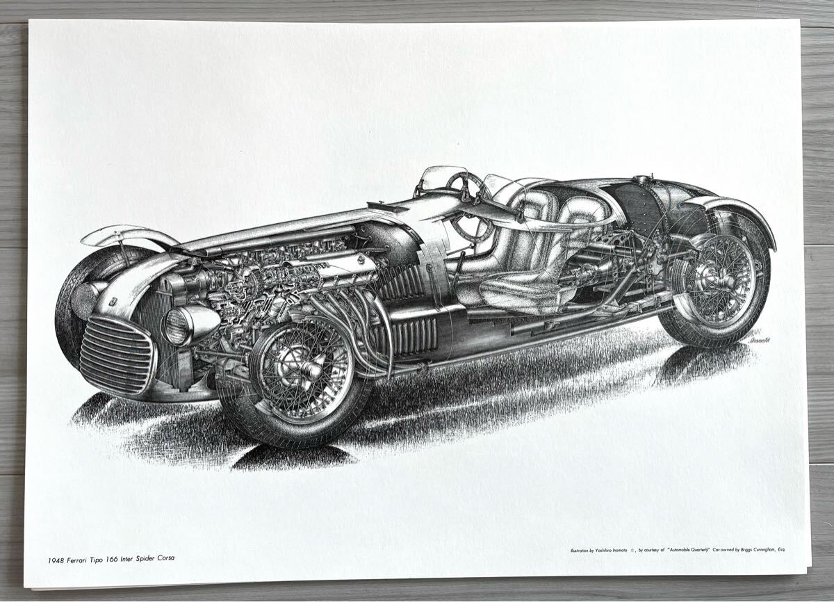 限定品　二玄社発行　猪本義弘画伯　透視図作品集　バラ売り　1948 フェラーリ 166インター　　精密透視イラスト_画像1