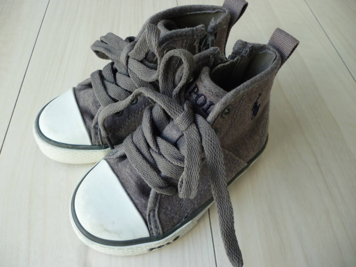 【ラルフローレン】ポニーマーク　ベビーシューズ★１１cm★ファスナー付きグレー_画像2