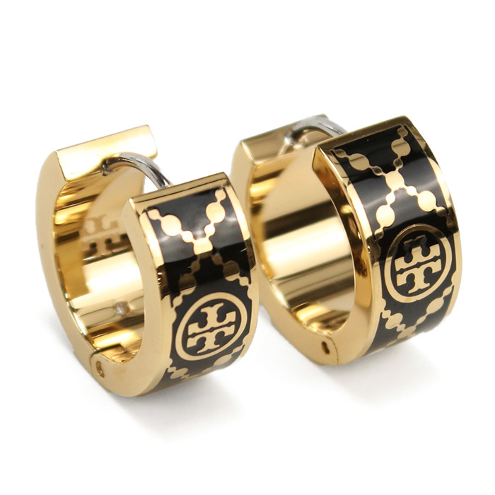 トリーバーチ TORY BURCH MILLER T MONOGRAM ピアス ブランド157223 720TORY GOLD ゴールド系 ブラック_画像1