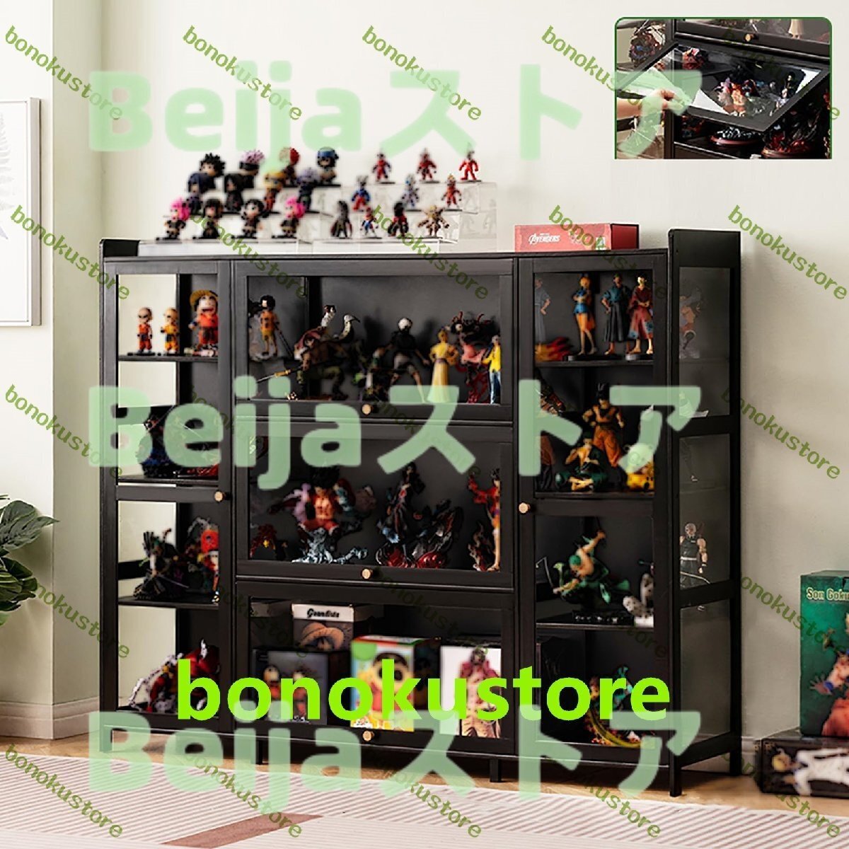 コレクションケース 木製フィギュアケース 大型 三面透明5枚扉 長さ135 密閉防塵 大容量 組み立て式 多用途 キャビネット135x33x111cm 飾り棚