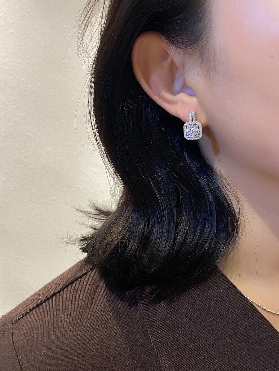 ジュエリー レディース ピアス スタッドイヤリング キュービックジルコニア 四角形 スタッドピアス
