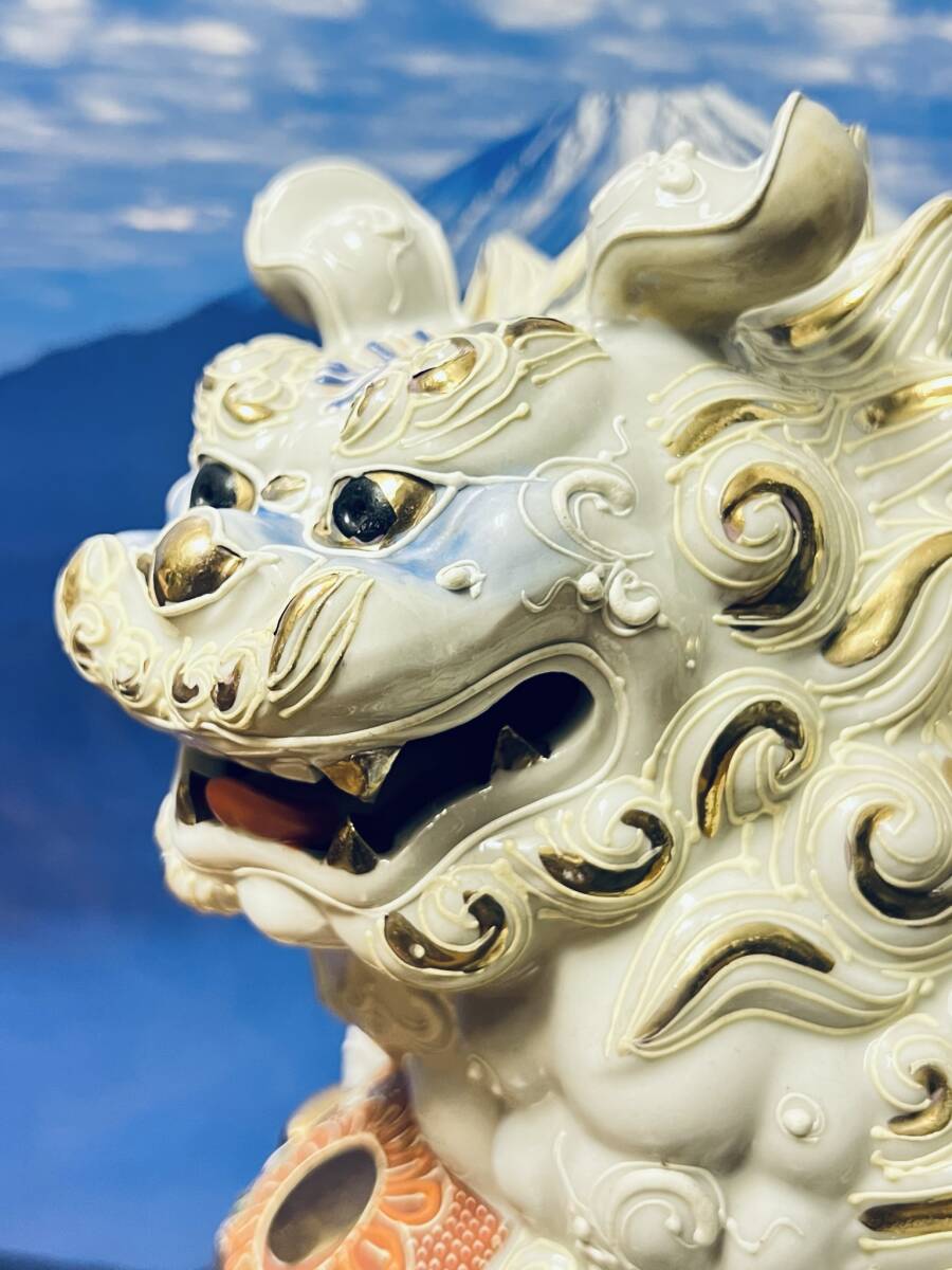 日本製 縁起物 九谷焼 小槌乗り獅子 狛犬 唐獅子 シーサー 魔 日本製 縁起物 九谷焼 小槌乗り獅子 狛犬 唐獅子 シーサー 魔
