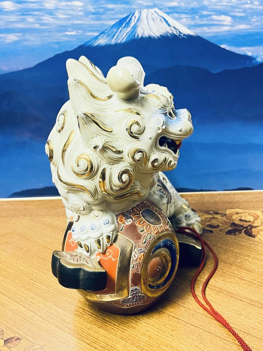 日本製 縁起物 九谷焼 小槌乗り獅子 狛犬 唐獅子 シーサー 魔 日本製 縁起物 九谷焼 小槌乗り獅子 狛犬 唐獅子 シーサー 魔