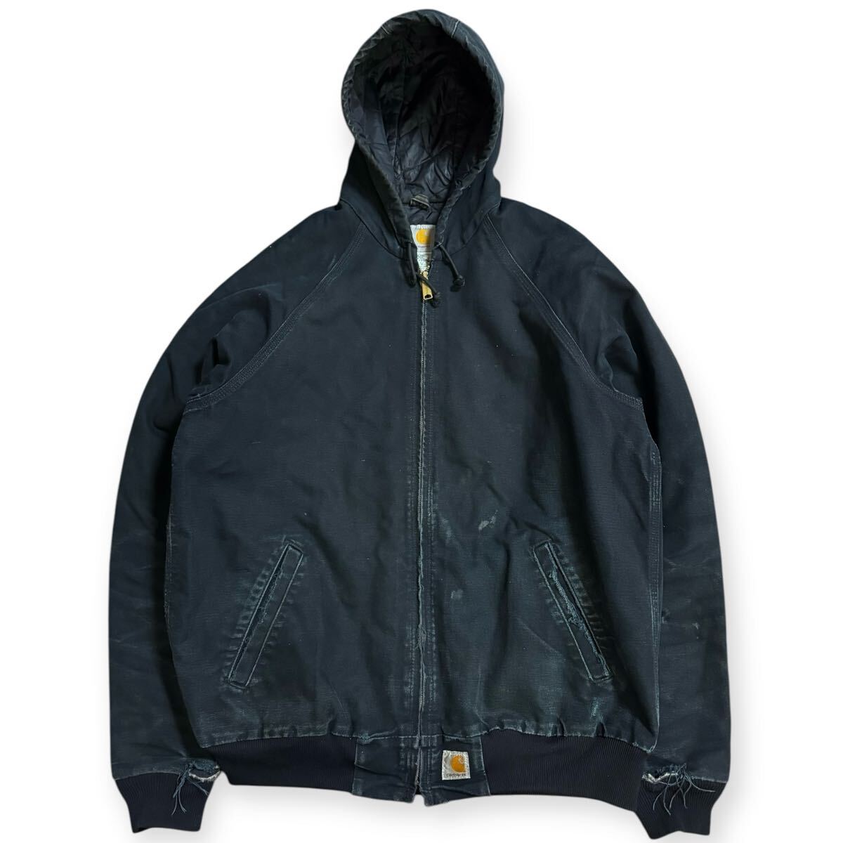 Carhartt アクティブジャケット黒フェードブラックボロ