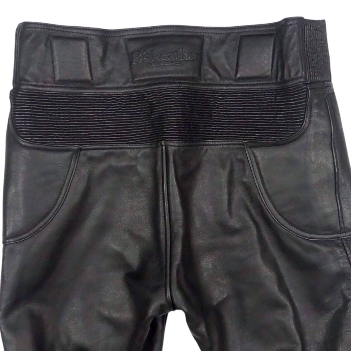 即決★B’s Leather★メンズ XL レザーライディングパンツ ビーズレザー 黒 メッシュ ハードパッド 本革 ライダースパンツ 皮 ヒザパッド