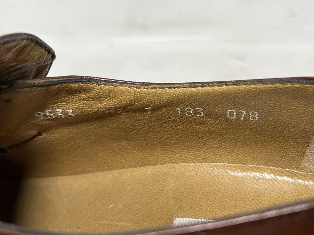 即決★美品 イタリア制 MORESCHI★US7=約25cm レザービットローファー モレスキー 茶 ブラウン シューズ スリッポン 本革 革靴
