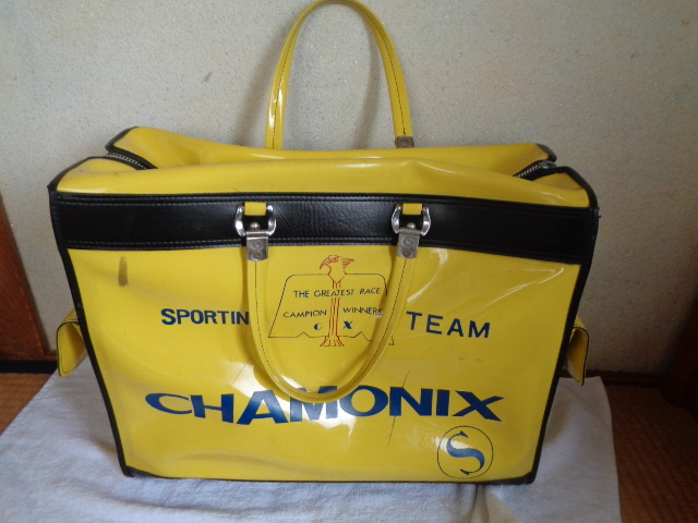 ビニール スポーツバッグ/ビニール制 ボストンバッグ?トートバッグ/SPORTING TEAM/CHAMONIX/両サイドのポケットの狀態(tài)不明點(diǎn)あり/