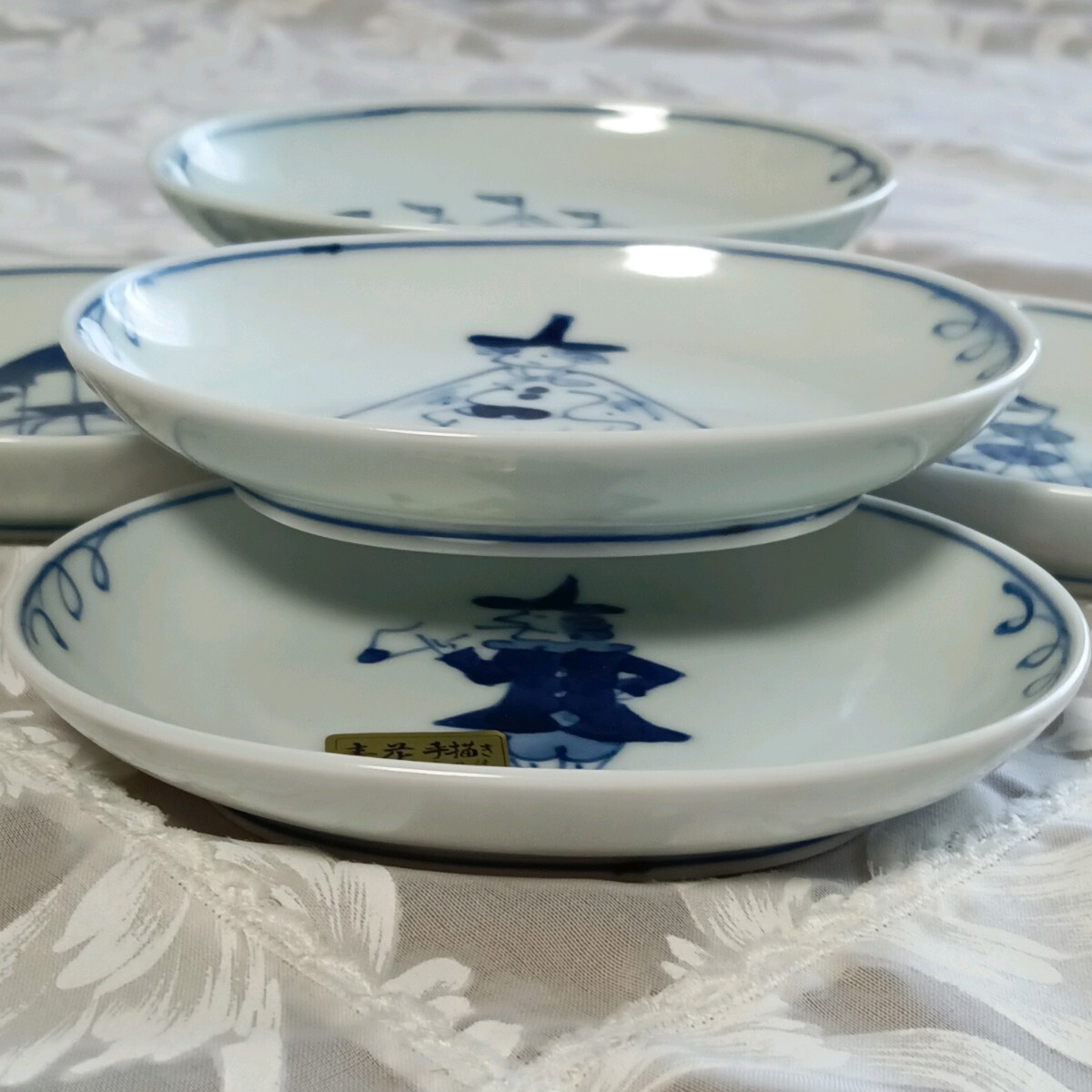 有田焼 しん窯 青花 絵変り 小皿5枚揃 未使用品 (伊万里、有田 有田焼 しん窯 青花 絵変り 小皿5枚揃 未使用品 (伊万里、有田