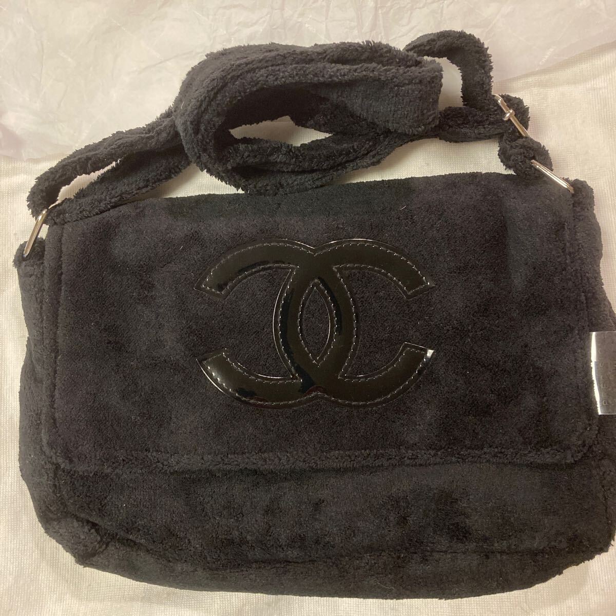 CHANEL ショルダーバッグ コットンブラック 希少ノベルティ 未 CHANEL ショルダーバッグ コットンブラック 希少ノベルティ 未